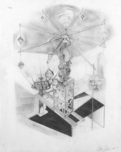 Untitled #1 (Revolving Blue), 2007, pencil on vellum, 20 in x 25 in
