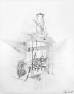 Untitled #3 (Softland Tower, Southern View), 2007, pencil on vellum, 20 in x 25 in