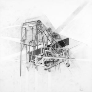 Untitled #8 (Factory Red Interferometer), 2013, pencil on vellum, 20 in x 20 in